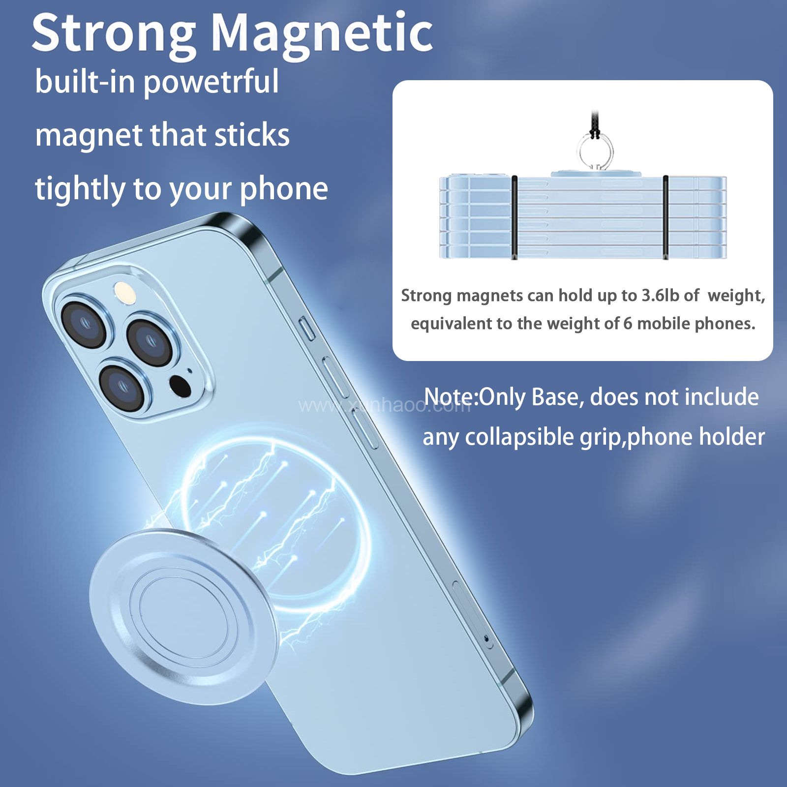Magnetic Base for iPhone 12 13 14 Series, Compatible with MagSafe Cases, Removable Socket Grip Base for PopSocket Phone Grips