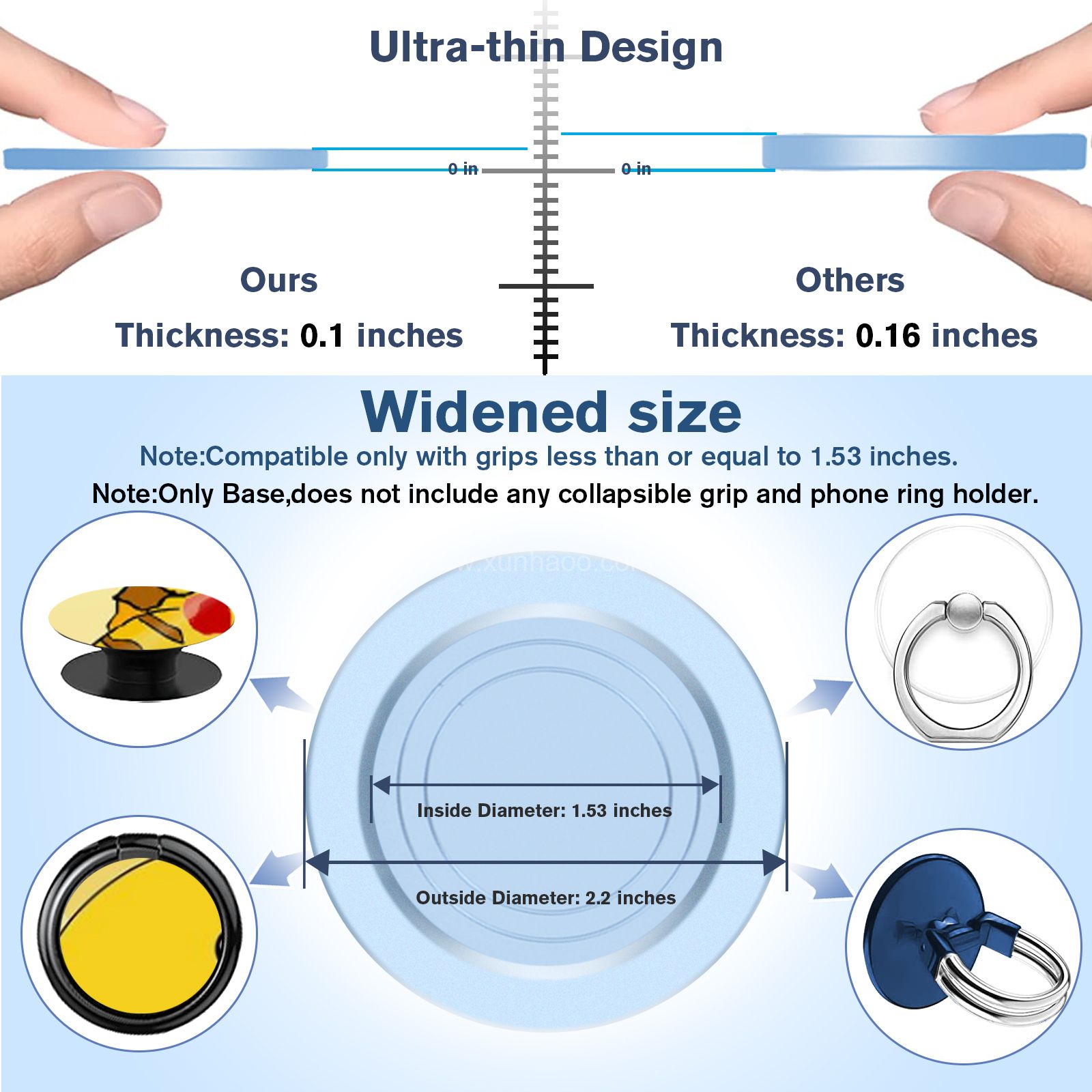 Magnetic Base for iPhone 12 13 14 Series, Compatible with MagSafe Cases, Removable Socket Grip Base for PopSocket Phone Grips