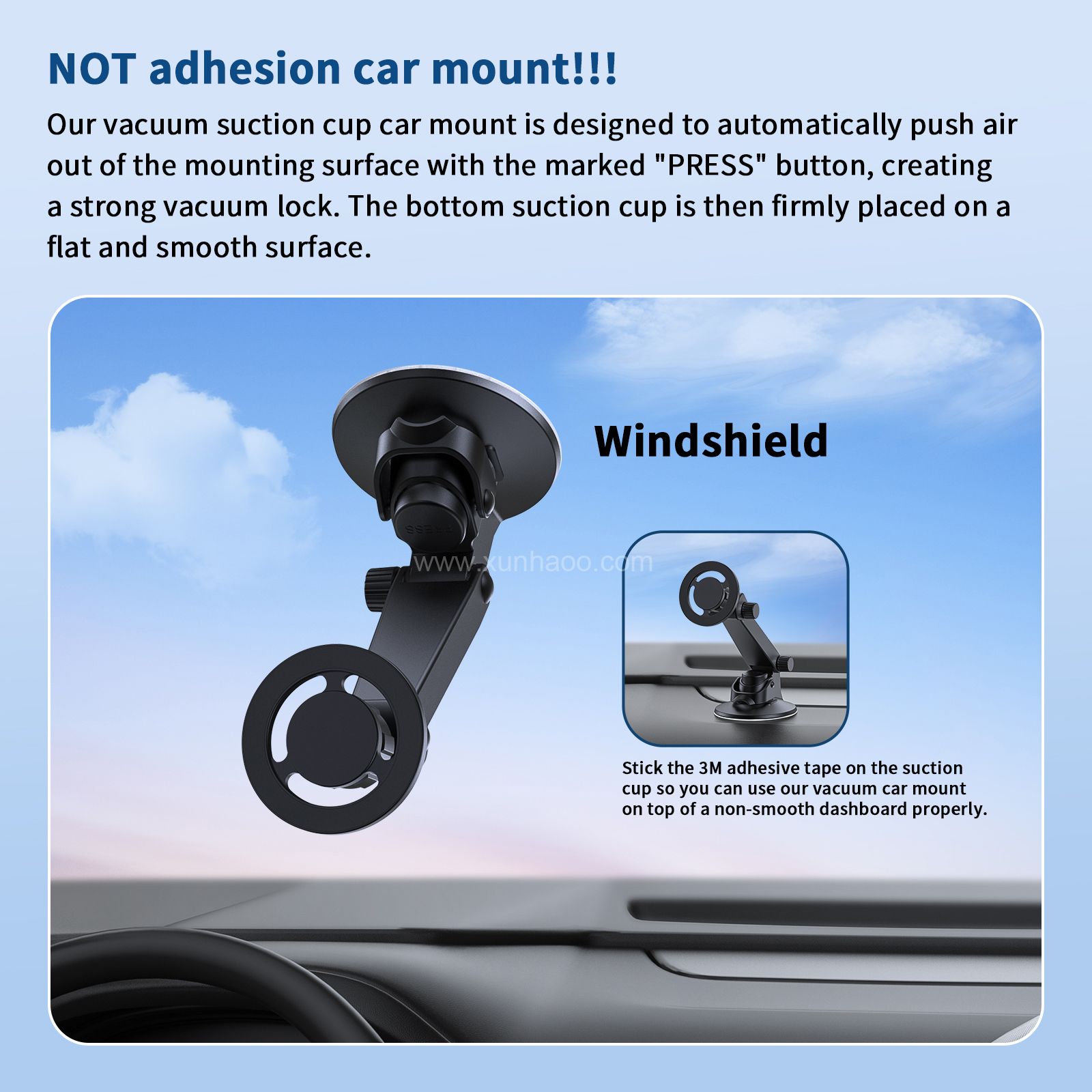 Phone Mount for Car Compatible with Magsafe Car Mount [Super Suction Cup&Stronger Magnets] Adjustable Magnetic Windshield Car Phone Holder Mount for iPhone 14/13 /12 Series and Magnetic Case