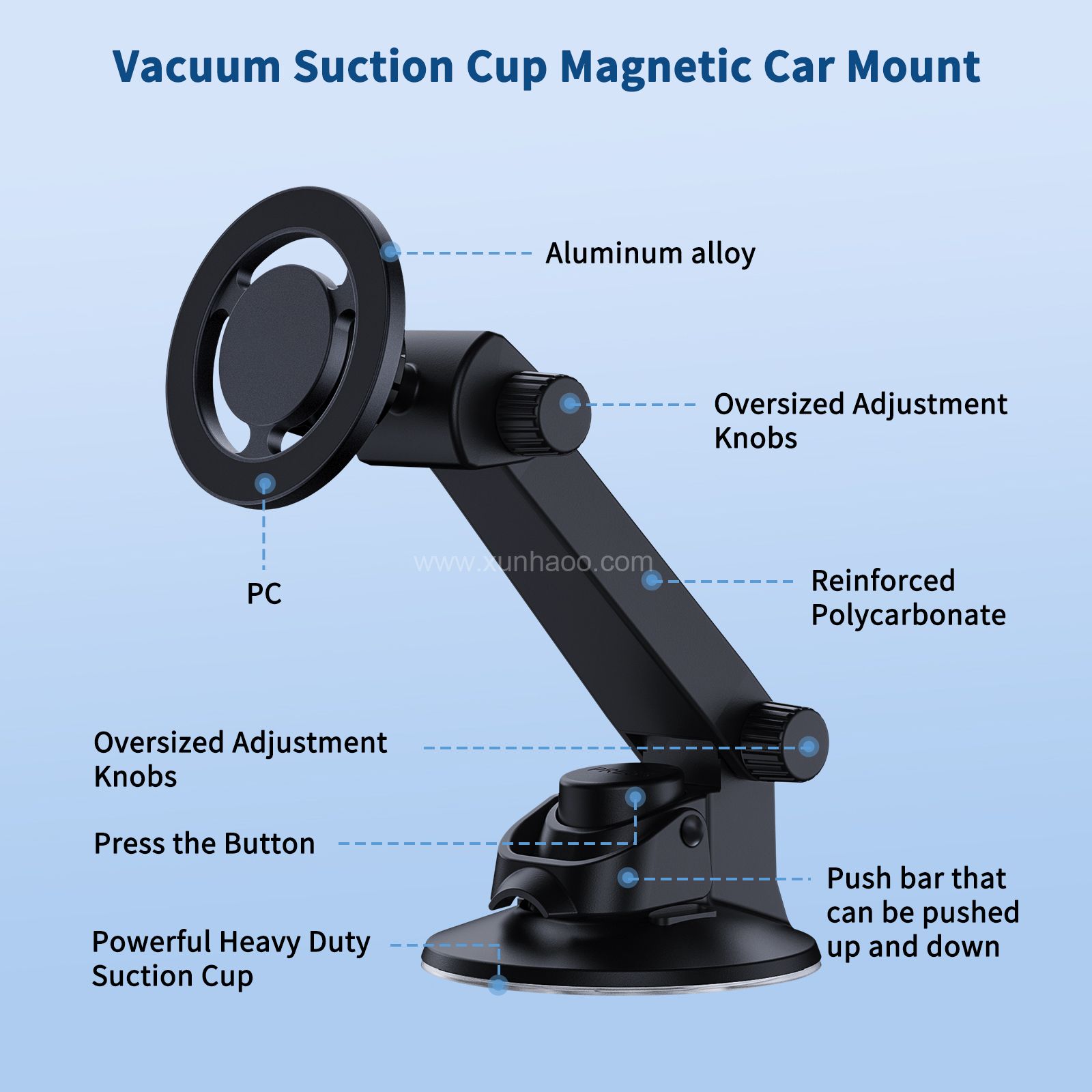 Phone Mount for Car Compatible with Magsafe Car Mount [Super Suction Cup&Stronger Magnets] Adjustable Magnetic Windshield Car Phone Holder Mount for iPhone 14/13 /12 Series and Magnetic Case