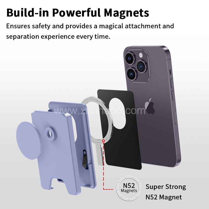 Magnetic Phone Wallet with Expanding Phone Grip,Magnetic Wallet Stand for iPhone 14 13 12 Series and Magnetic Case