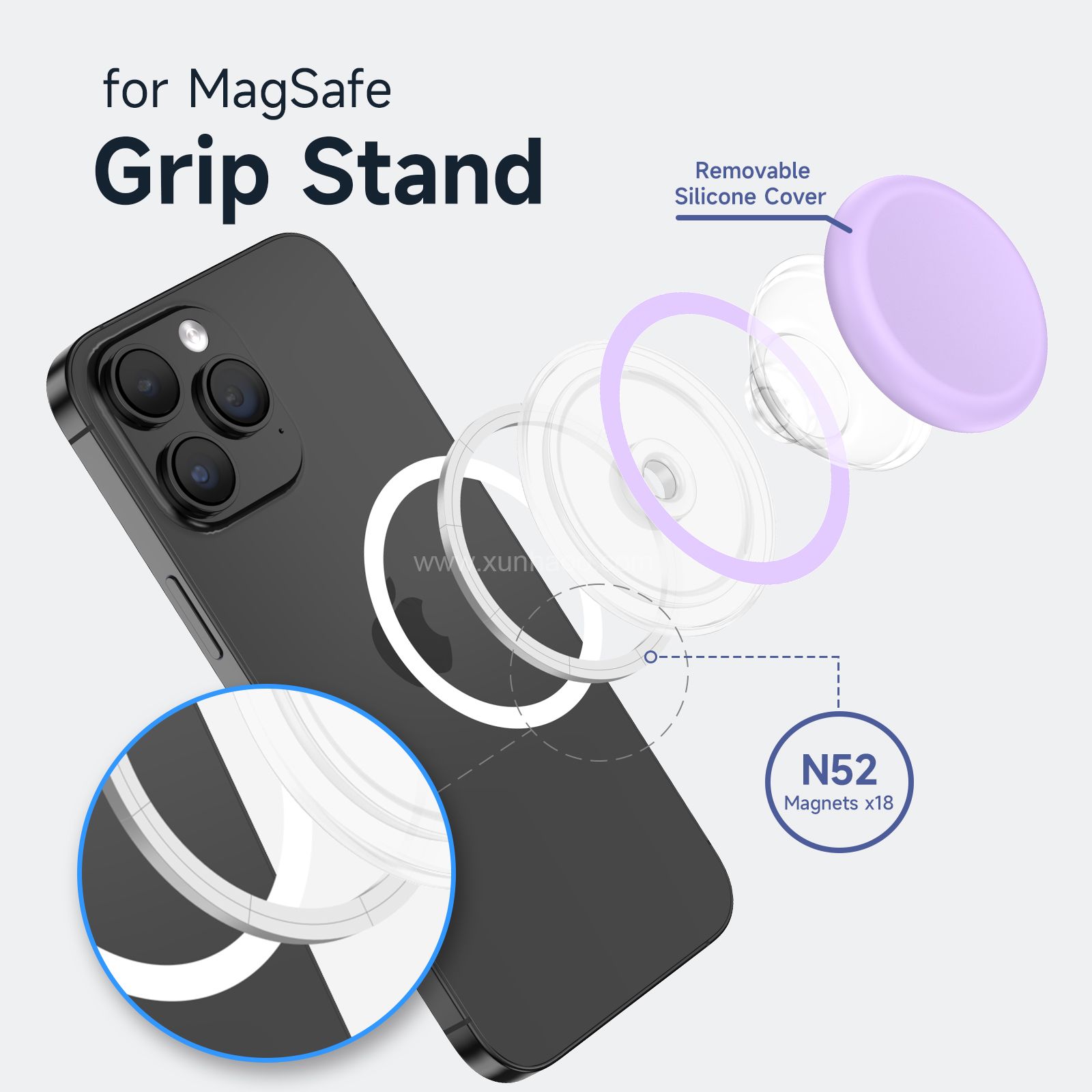Strong Magnetic Suction Airbag Bracket with Silicone Cover Transparent Magnetic Suction Phone Holder Telescopic Phone Airbag Holder Lazy Holder Phone Grip Holder