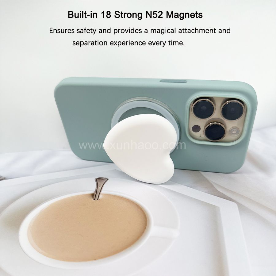 Strong Magnetic Suction Airbag Bracket with Heart-shaped Silicone Cover Transparent Magnetic Phone Airbag Holder Retractable Push-pull Mobile Phone Handle With Magnet