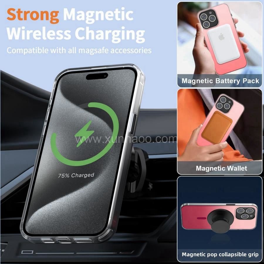 Magnetic Case Compatible with Magsafe, Soft TPU Shockproof Durable Protective Phone Cover, Translucent Gradient Matte MagSafe Phone Case for iPhone 15/14/13/12 Series