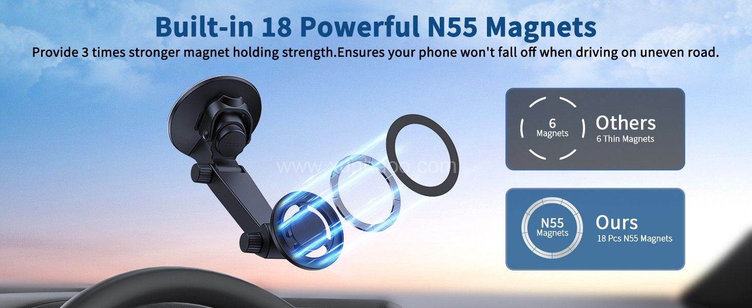 Phone Mount for Car Compatible with Magsafe Car Mount [Super Suction Cup