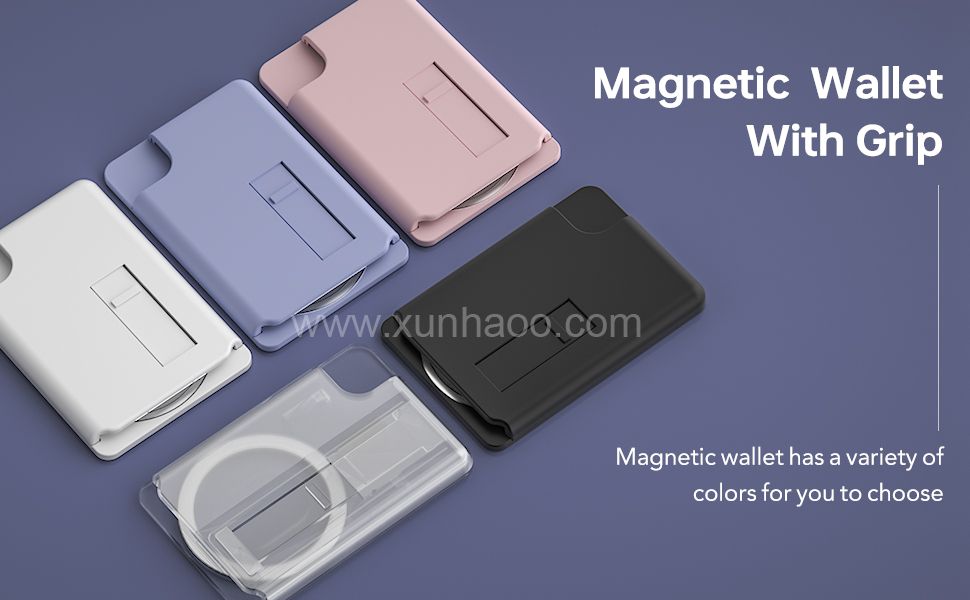 Magnetic Card Holder with Finger Loop, Stronger Magnetic Wallet with Kickstand, Magnetic Phone Wallet for magsafe, Can Put 2-3 Cards, Magnetic Wallet Card Holder for iPhone 14, 13