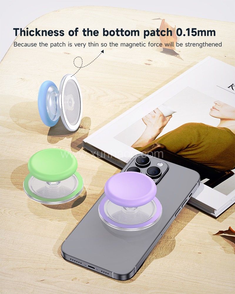 Strong Magnetic Suction Airbag Bracket with Silicone Cover Transparent Magnetic Suction Phone Holder Telescopic Phone Airbag Holder Lazy Holder Phone Grip Holder