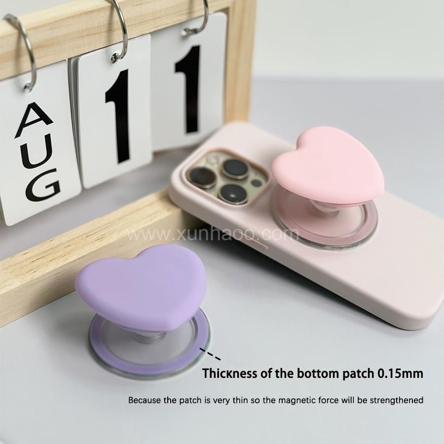 Strong Magnetic Suction Airbag Bracket with Heart-shaped Silicone Cover Transparent Magnetic Phone Airbag Holder Retractable Push-pull Mobile Phone Handle With Magnet