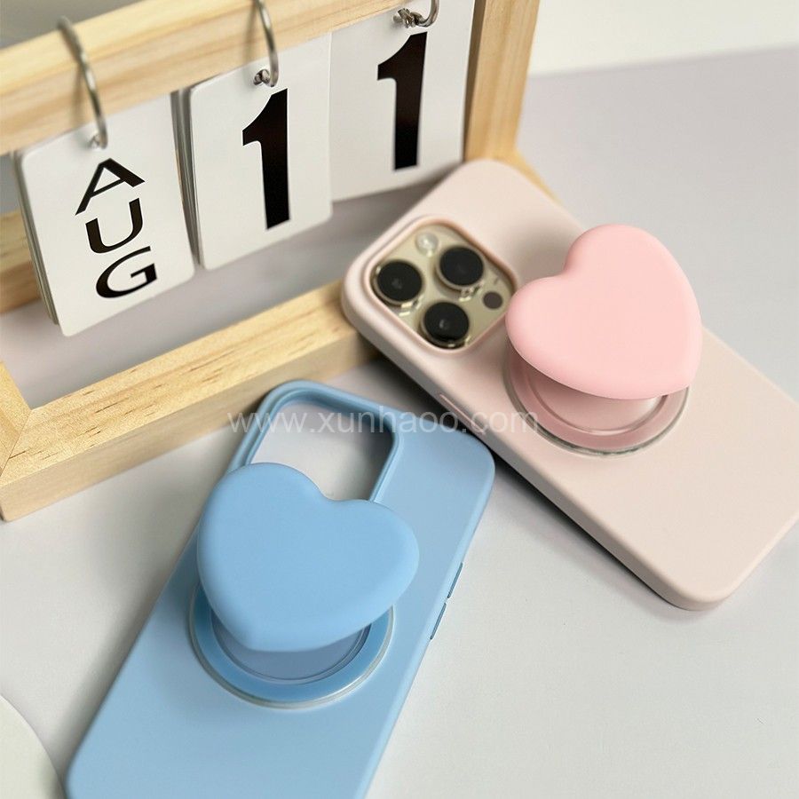 Strong Magnetic Suction Airbag Bracket with Heart-shaped Silicone Cover Transparent Magnetic Phone Airbag Holder Retractable Push-pull Mobile Phone Handle With Magnet