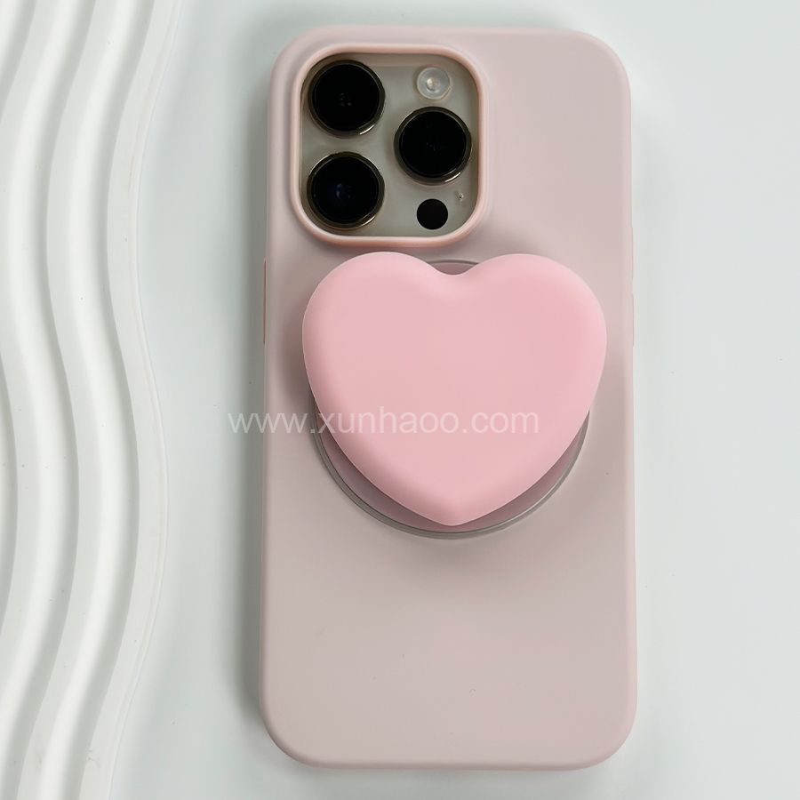 Strong Magnetic Suction Airbag Bracket with Heart-shaped Silicone Cover Transparent Magnetic Phone Airbag Holder Retractable Push-pull Mobile Phone Handle With Magnet